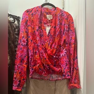 Sezane multicolor wrap blouse NWT XS/S